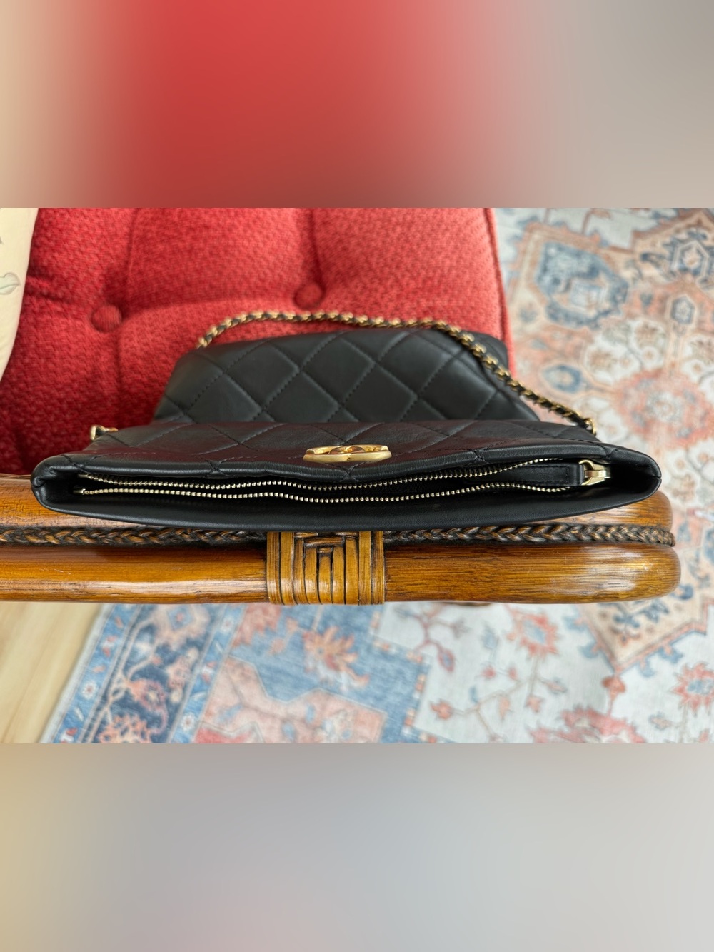 CHANEL Black Quilted Lambskin Shoulder Bag with Gold CC Hardware - Picture 11 of 15